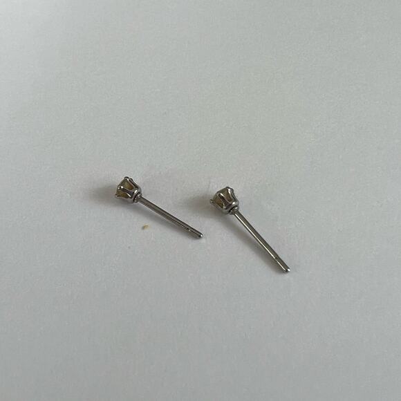 Modern Glass Crystal Studs | Minimalist Silver Setting | Clear Stone Posts - Picture 4 of 5